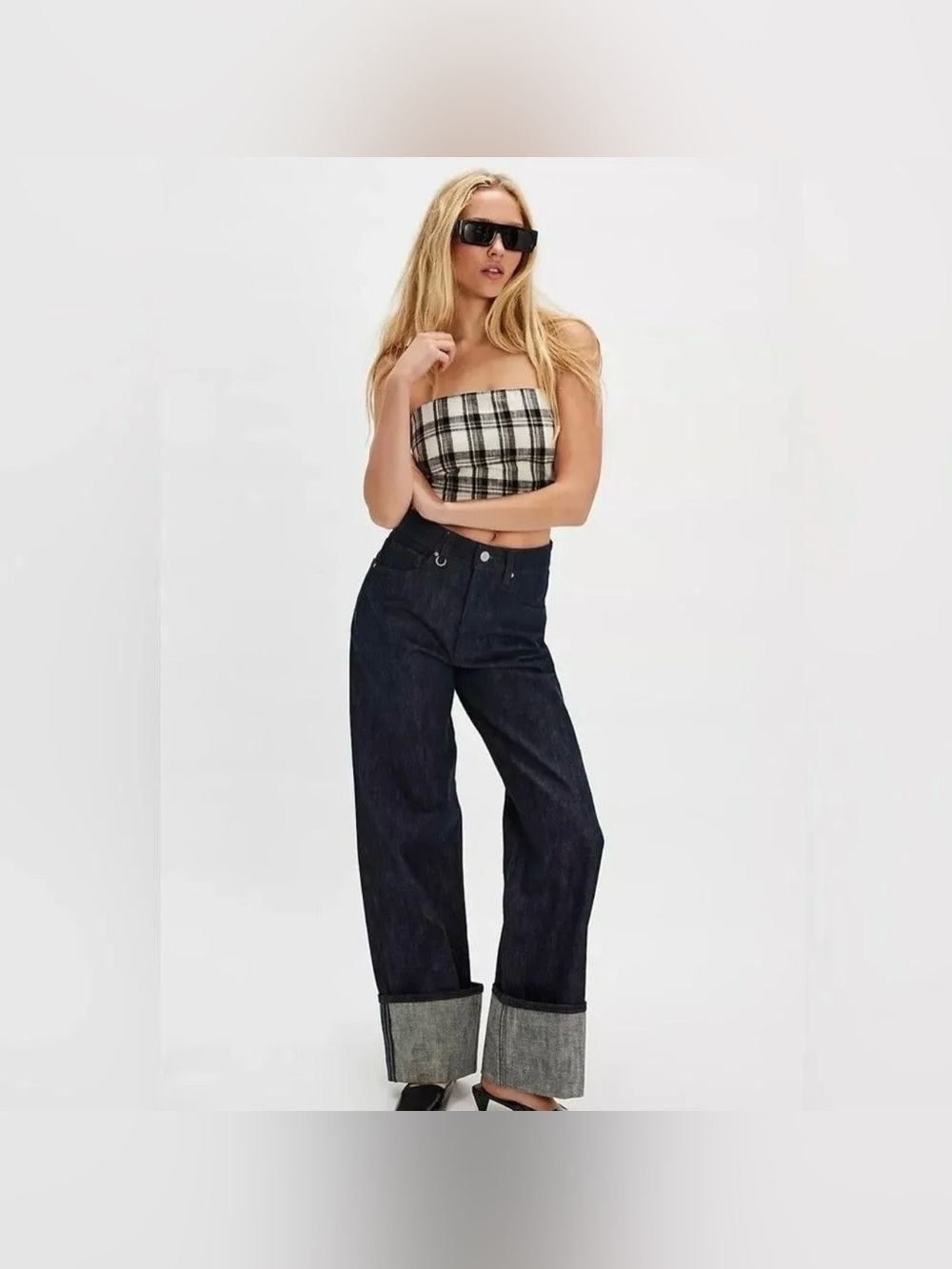 NWT Free People Free Est After You Black & White Plaid Top and Skirt Set Size L - Picture 3 of 12